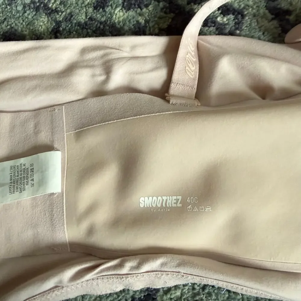 Aerie SMOOTHEZ Wired Bra-Ish Bralette Pale Nude Colored Size 40C - Picture 6 of 10